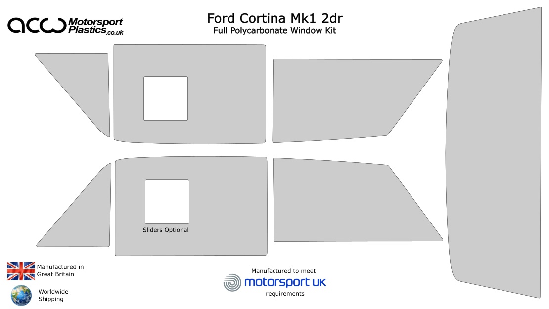 Ford Cortina Mk1 2dr - Polycarbonate Window Kit
